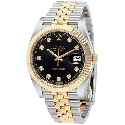 Rolex Datejust 41 Black Diamond Dial Stee and 18K .